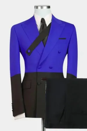 Royal Blue Peaked Lapel Double Breasted Prom Suits
