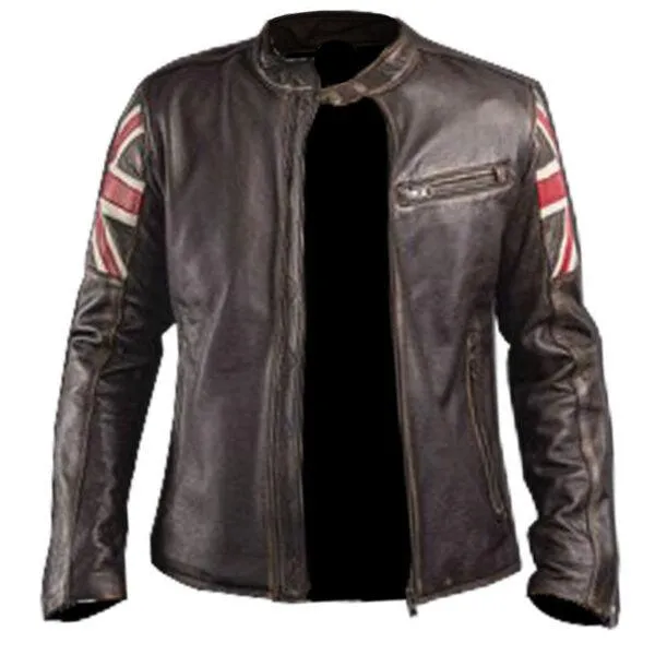 RW Authentic Sheepskin MEN’S BIKER VINTAGE STYLE MOTORCYCLE CAFE RACER LEATHER JACKET