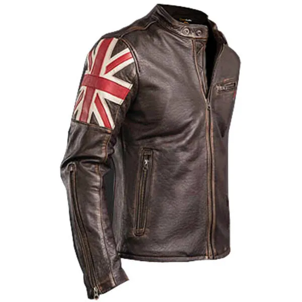 RW Authentic Sheepskin MEN’S BIKER VINTAGE STYLE MOTORCYCLE CAFE RACER LEATHER JACKET