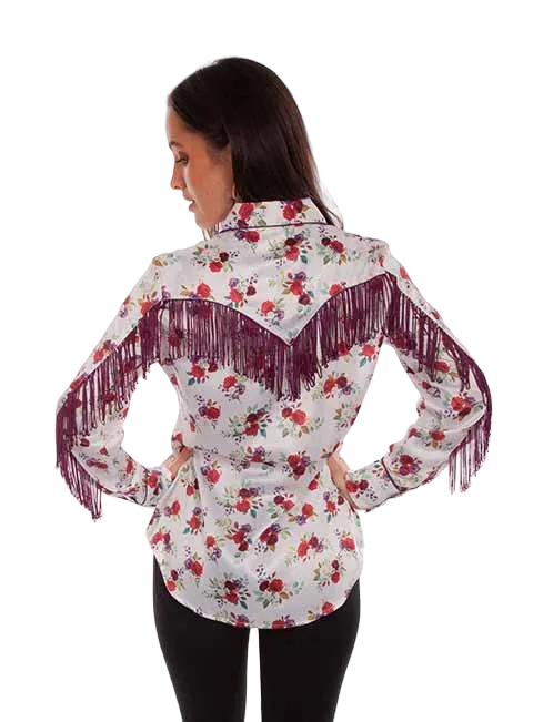 Scully Leathers Women's Satin Floral Shirt