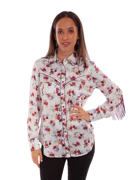 Scully Leathers Women's Satin Floral Shirt