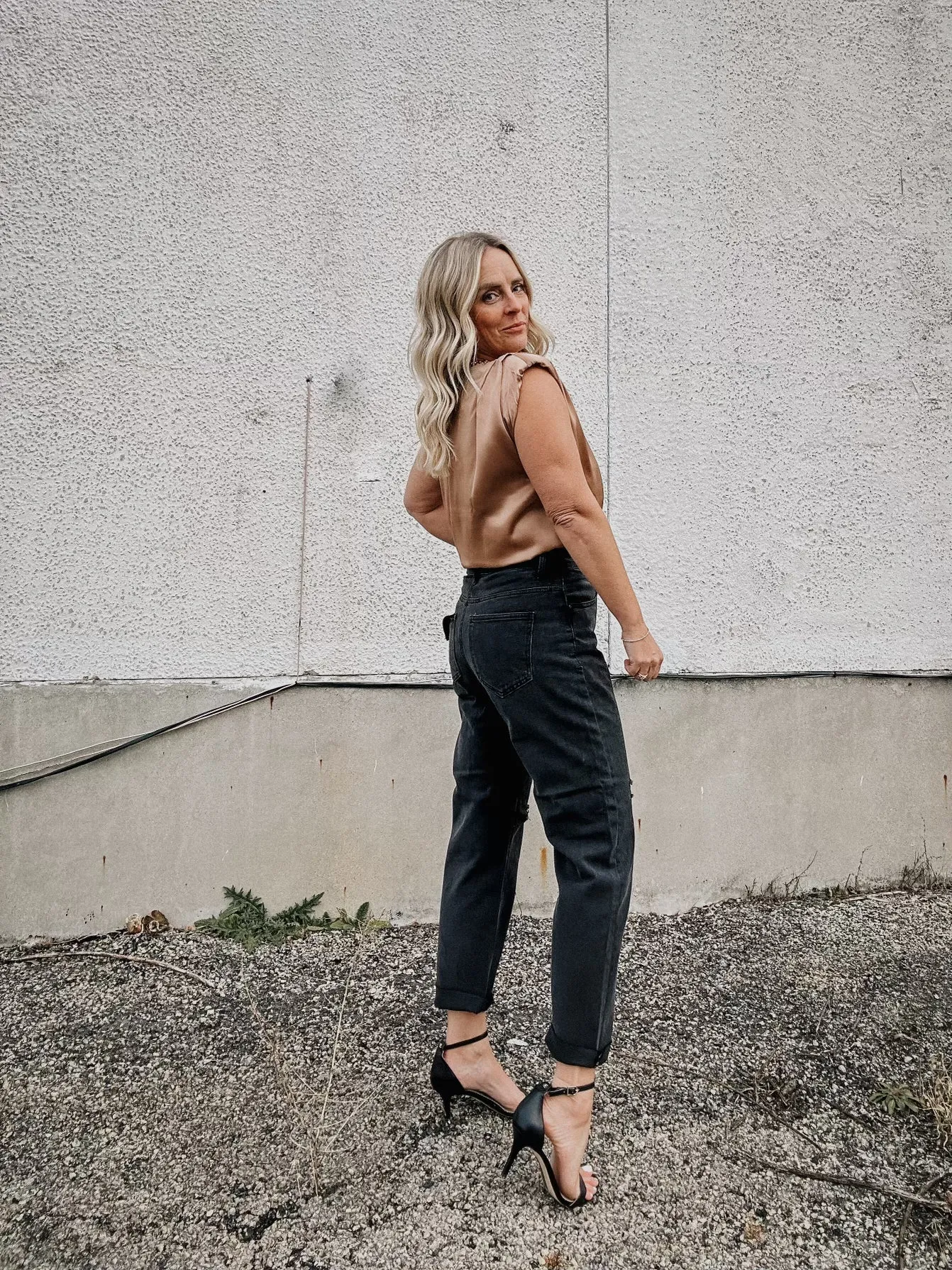 Solid Gold Padded Shoulder Blouse