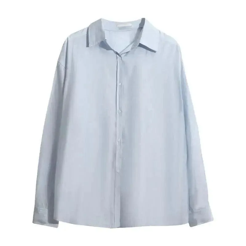 Tencel Shirt Long-sleeved Loose Single-breasted Top