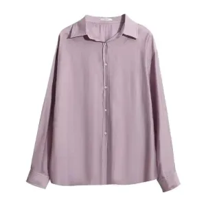 Tencel Shirt Long-sleeved Loose Single-breasted Top