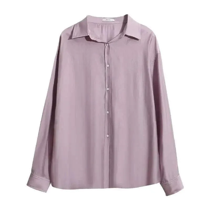 Tencel Shirt Long-sleeved Loose Single-breasted Top