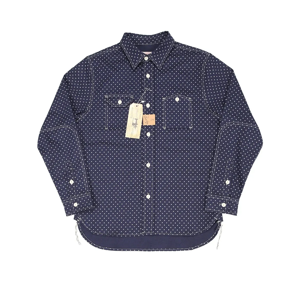 Wabash Star Print Work Shirt - Indigo Vintage Inspired Long Sleeve Shirt