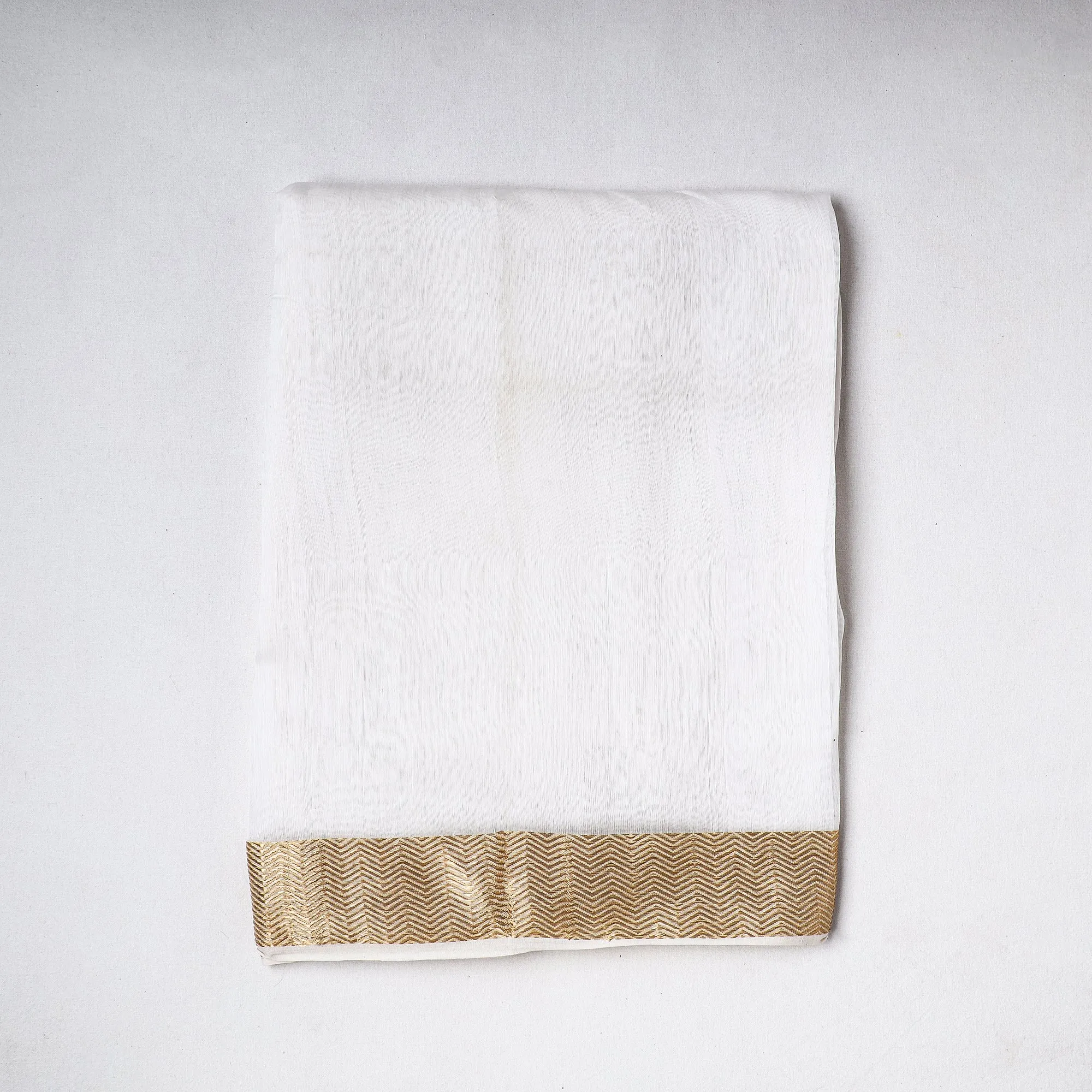 White - Traditional Chanderi Silk Handloom Precut Fabric