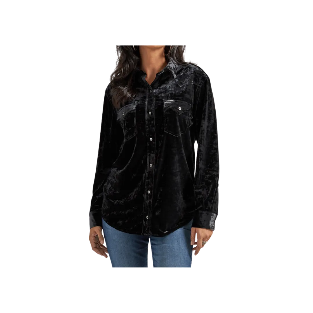 Wrangler  Women's  Retro Punchy Boyfriend  Black Shirt